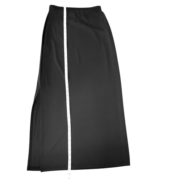 Chocolate Brown Women’s Maxi Skirt Elastic Waist Side Slit Core Closet Essential - Picture 4 of 7